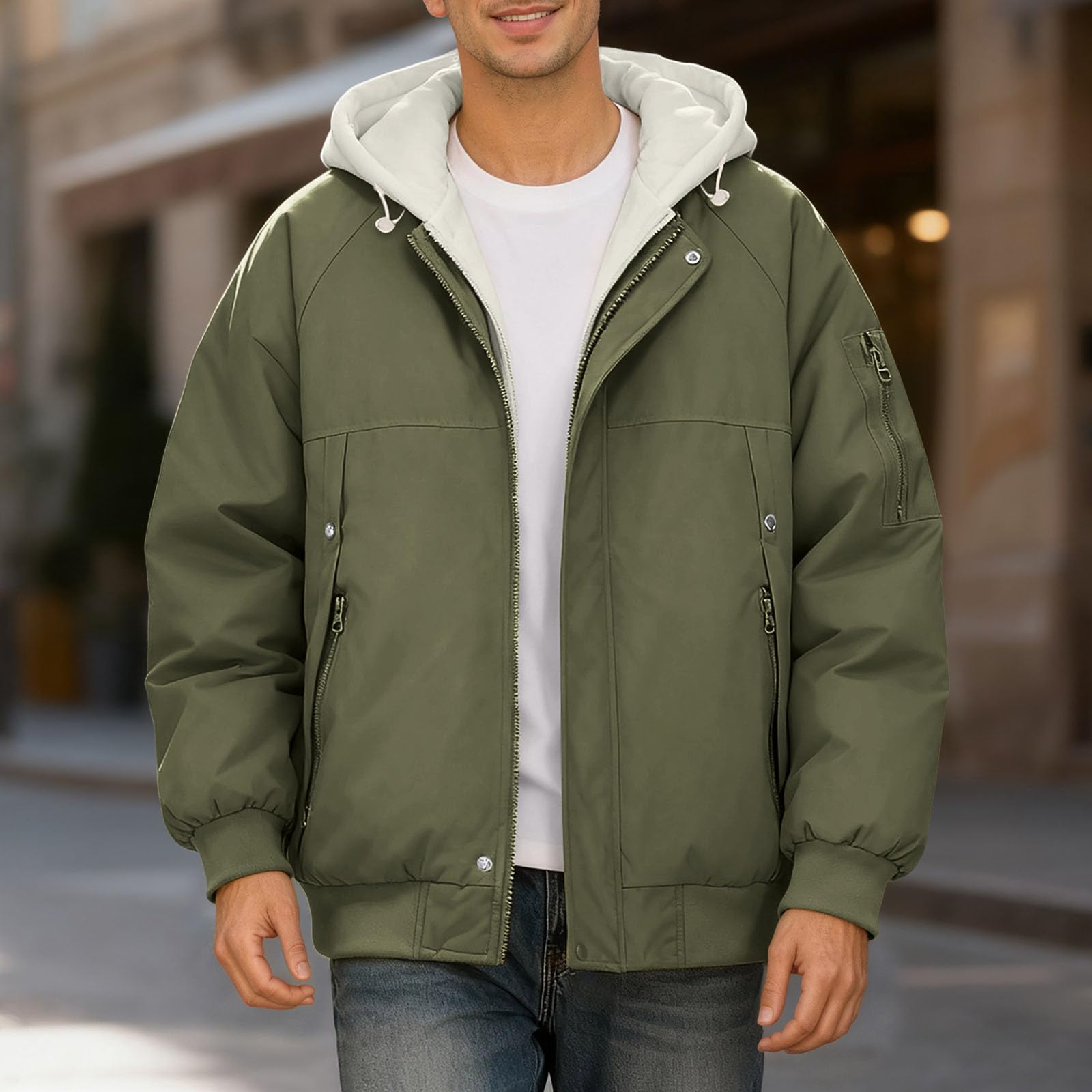 Chaqueta De Trabajo Hombre Elegante Y Elegante Chaqueta Con Capucha Para Hombre Cómodo Otoño-Invierno Oversize Para Estilo Casual Con Capucha Gruesa Y Manga Larga