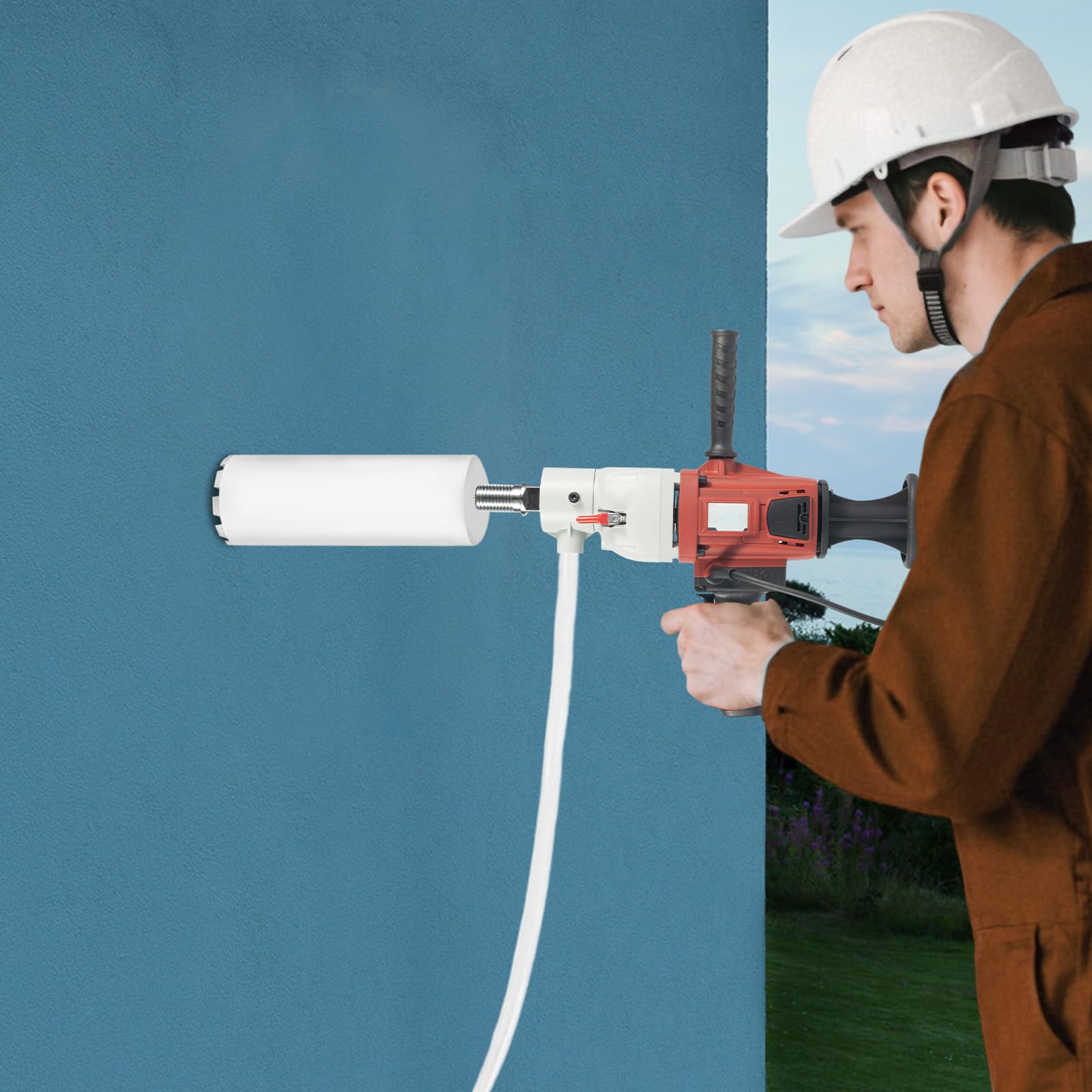 Carotteuse 2200 W - Utilisation humide et sèche - Fonctionnement manuel vertical 2 en 1 - 1200 tr/min - Pour béton armé, brique, marbre, ouverture murale