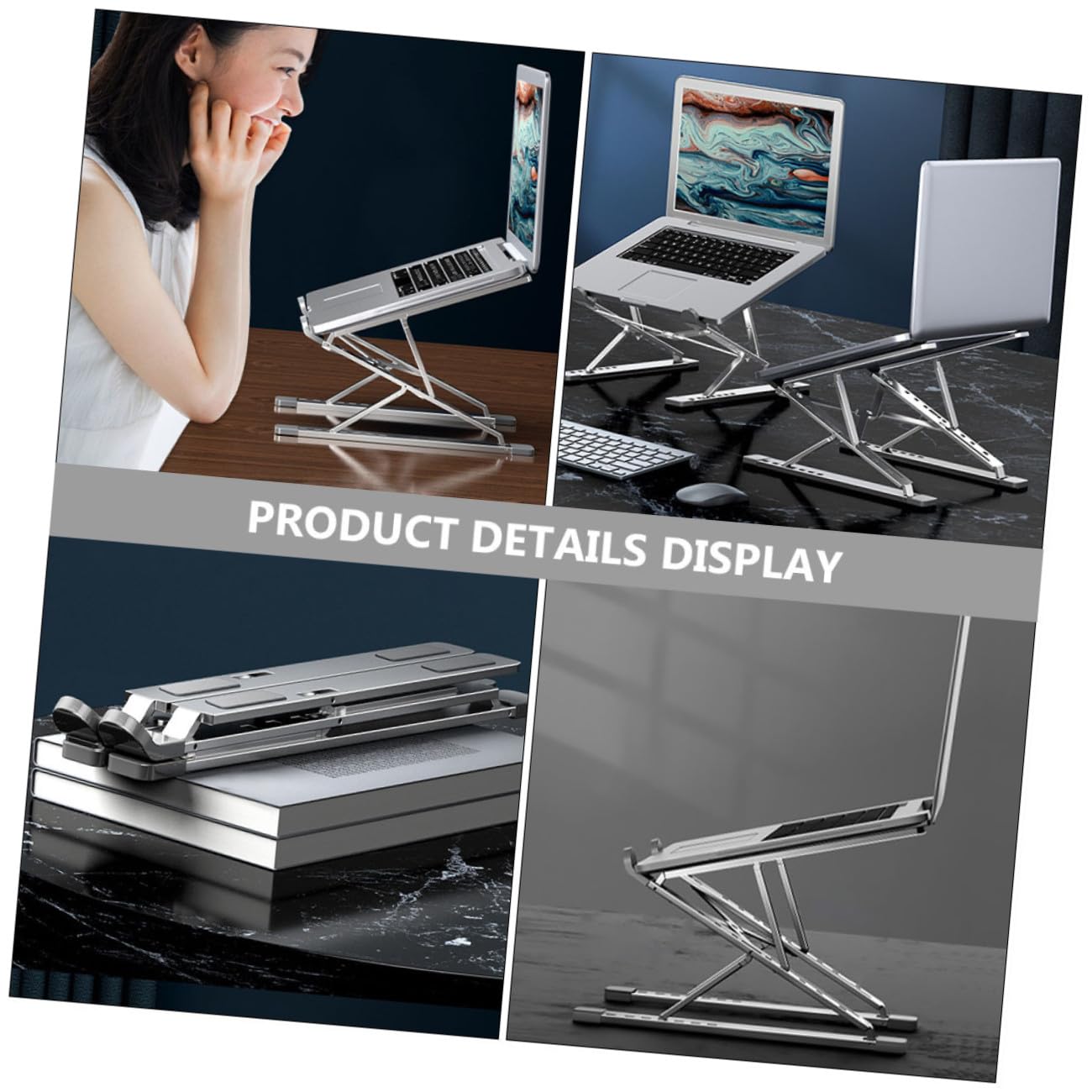 DOITOOL Soporte para Computadora Portátil Ajustable de Aleación de Aluminio Diseño de Doble Capa y Refrigeración para Escritorio Portátil