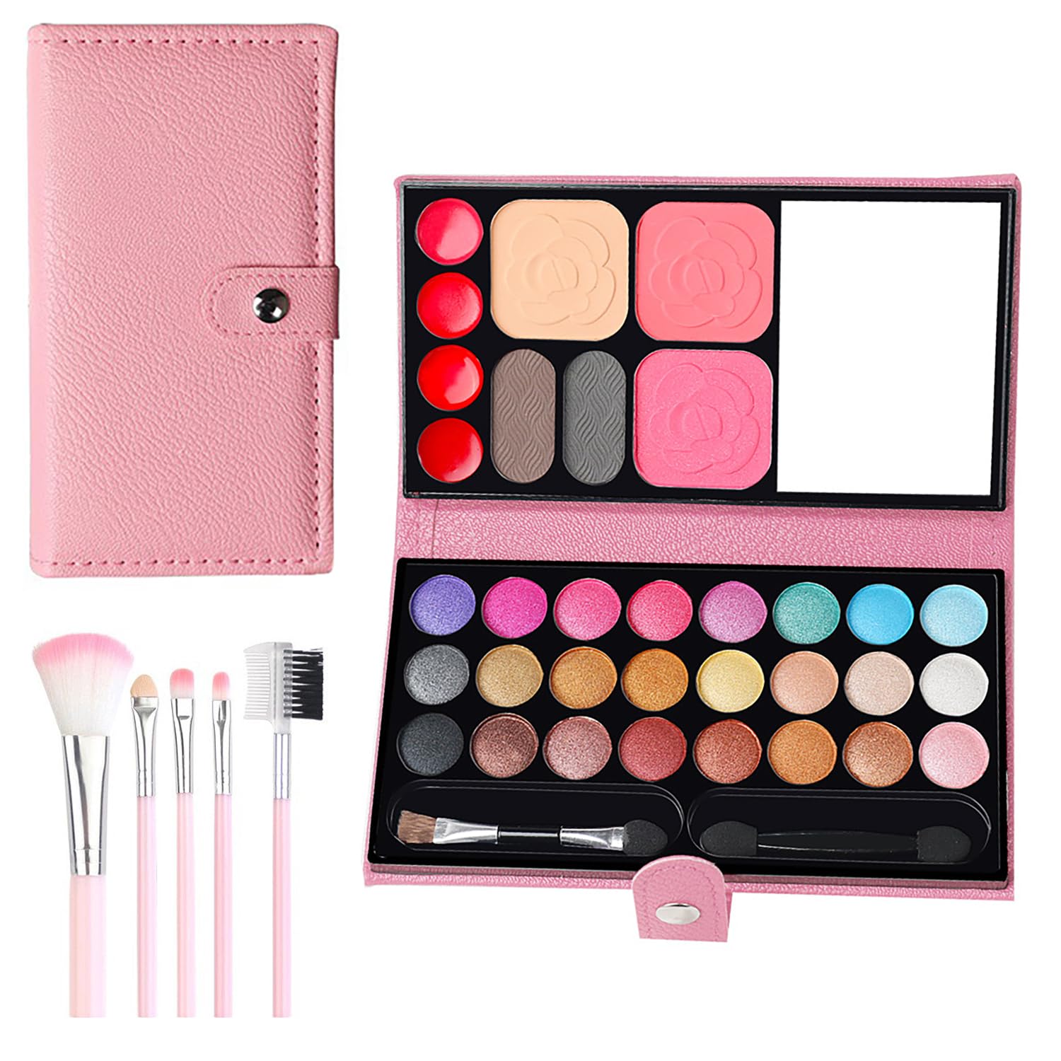 Set de Maquillaje para Niños (33 Colores), Set de Maquillaje de Juguete, Con 5 cepillos Lavables, actuaciones en Escenario,Halloween,Fiesta, Para Niñas de 4 a 12 Años