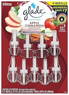Glade PlugIns Scented Oil Refill, Essential Oil Infused Wall Plug in, 6.39 fl. oz, 9 ct. (Apple Cinnamon)