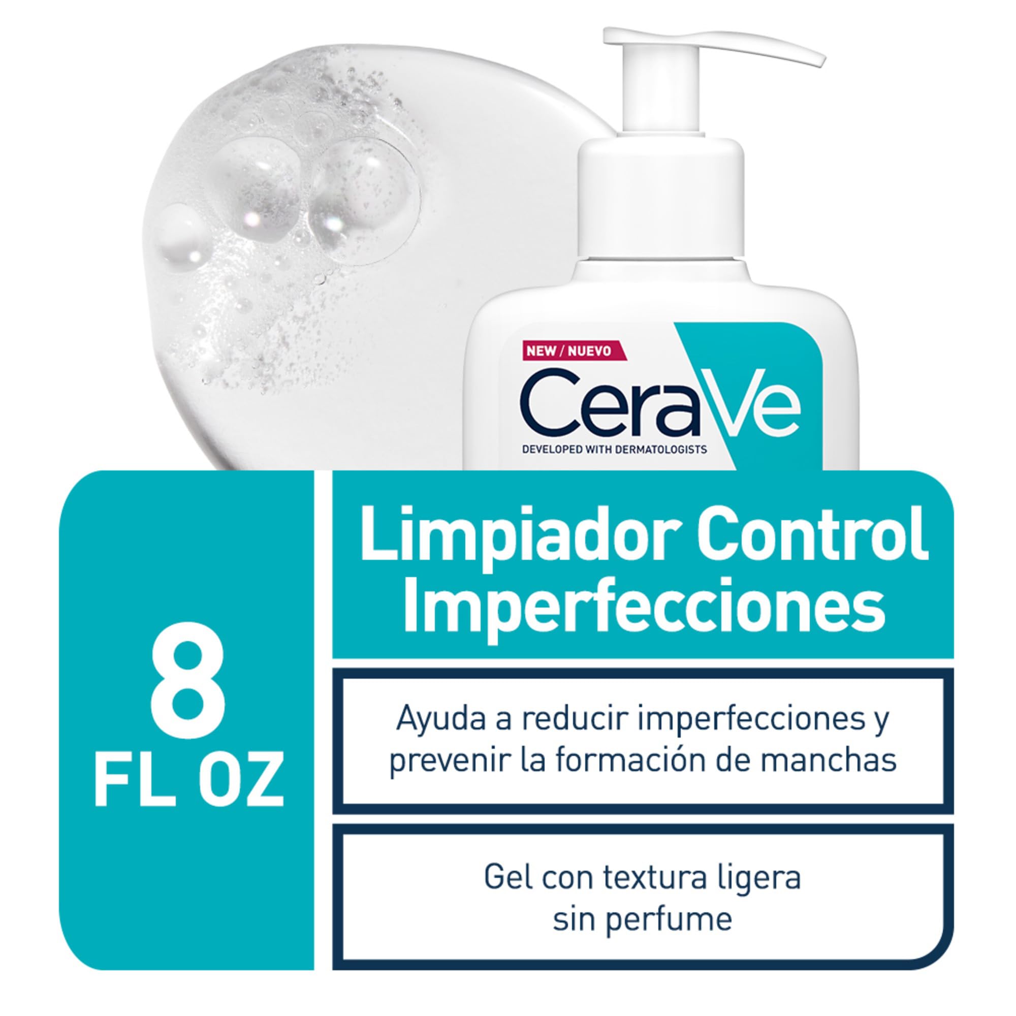 CeraVe Detergente Controllo Imperfezioni, Per Pelle Grassa con Tendenza Acneica, Azione Purificante, Imperfezioni Ridotte, Con Acido Salicilico e Argilla Purificante, 473 ml