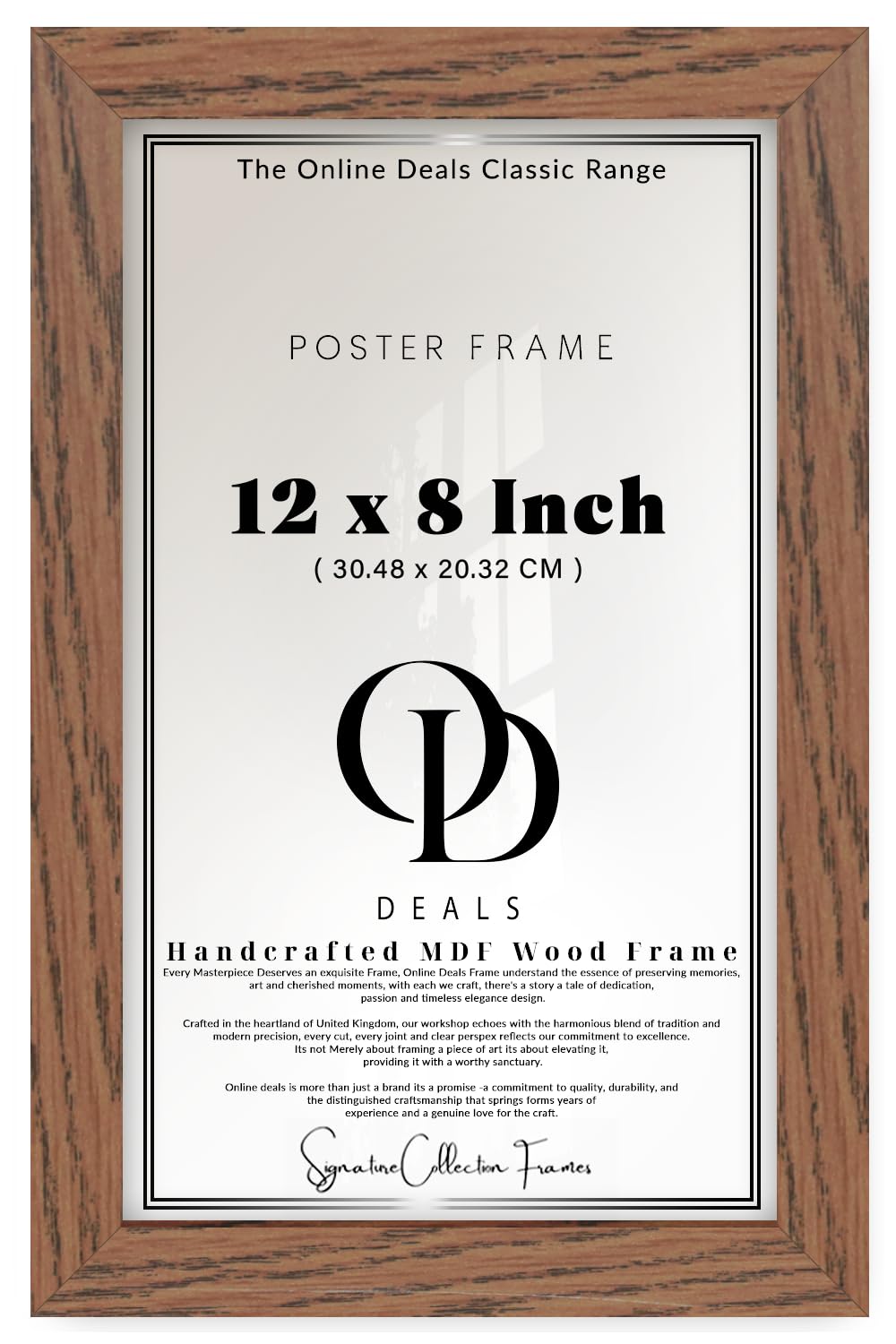 OD Deals — Engineered Wood 12 X 8 Inch Wall Gallery Frame | 30.48 X 20.32 CM (Dark Oak) For Art Prints And Home Decor, Photo Display For Living Room Wall, Easy Mounting And Sleek Border
