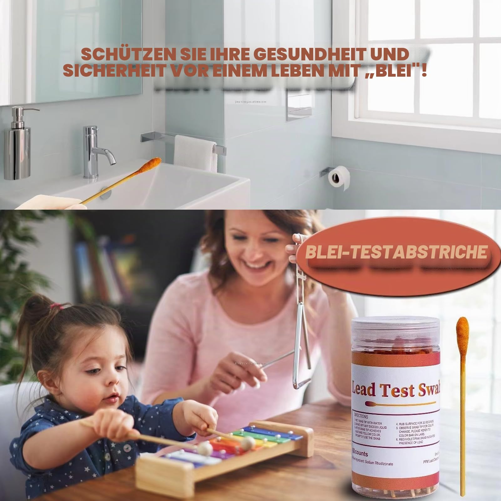 SYFUNLV Blei-Test-Kit mit 60 Zählungen Blei Testtupfer Einweg-Baumwolle Blei Farbe Test Kit zum Testen von Hausfarbe und Metall – einfach zu bedienen, schnelle Testergebnisse in 30 Sekunden