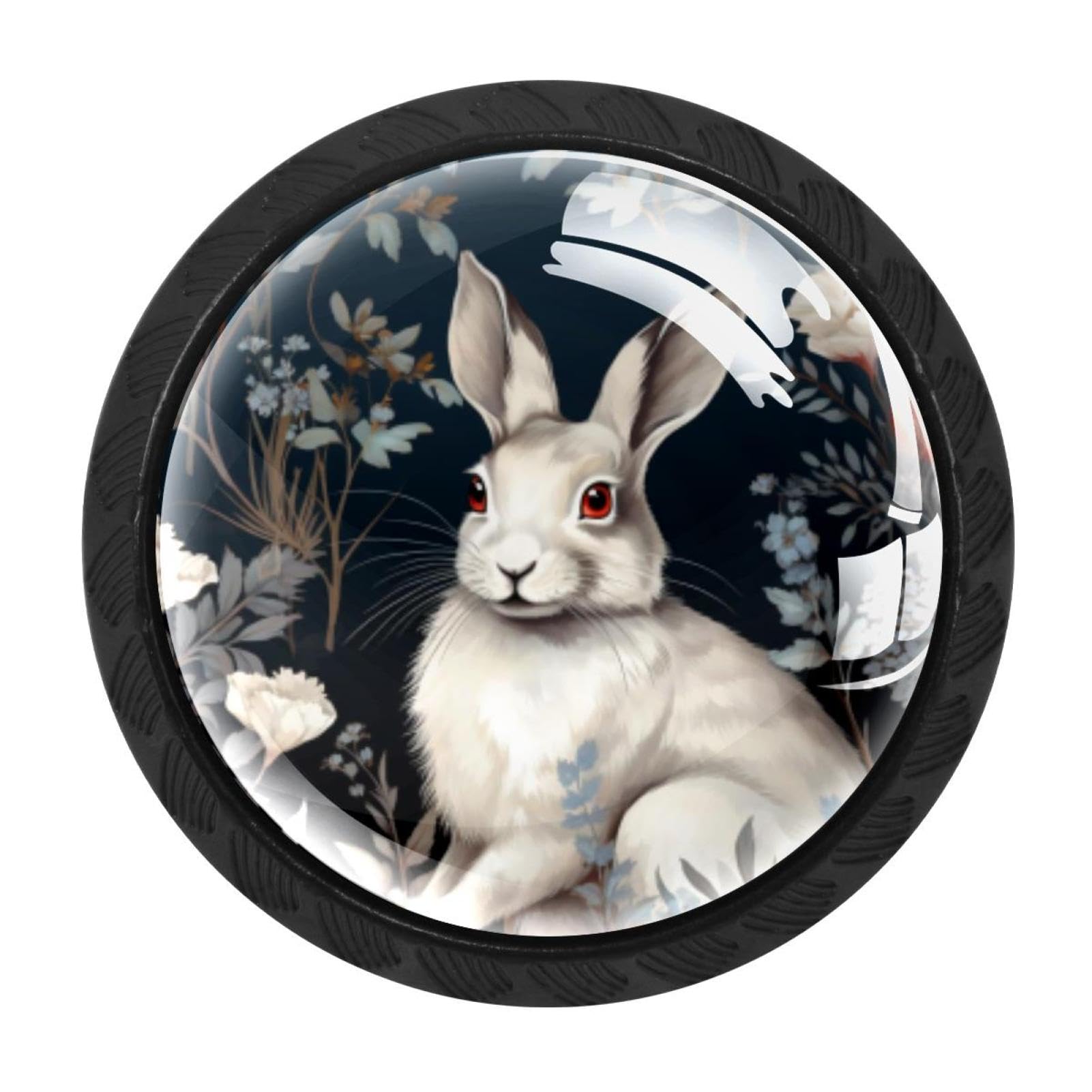 CHENZZZZ 4 Pieces Round Cabinet Knobs Rabbit Bunny Dresser Knobs Pulls Handles with Screws for Drawer Pulls Handles Knobs Door Knobs