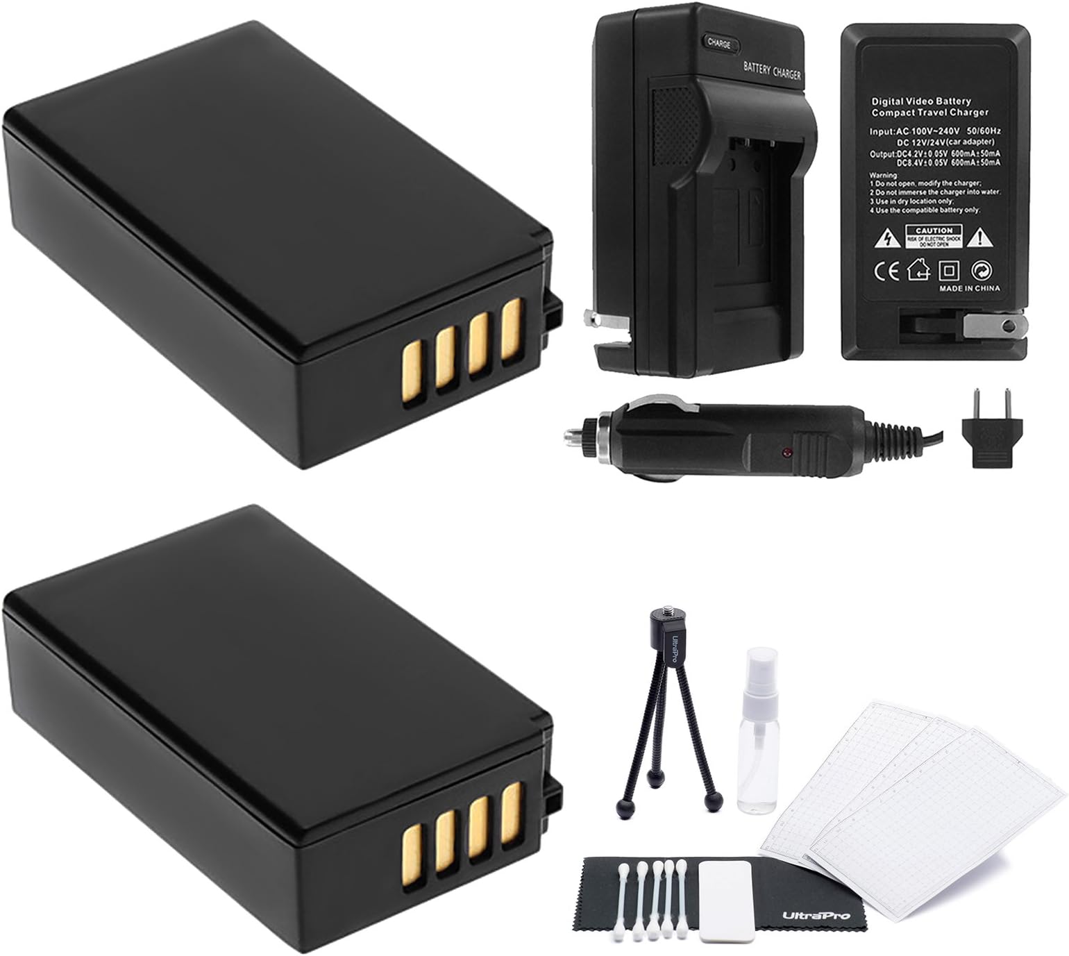 UltraPro EN-EL20 / EN-EL20a 2-Pack Battery Bundle with Rapid Travel Charger and UltraPro Accessory Kit for Select Nikon Cameras Including Nikon P1000, Nikon 1 J1, 1 J2, 1 J3, 1 S1, and DL24-500