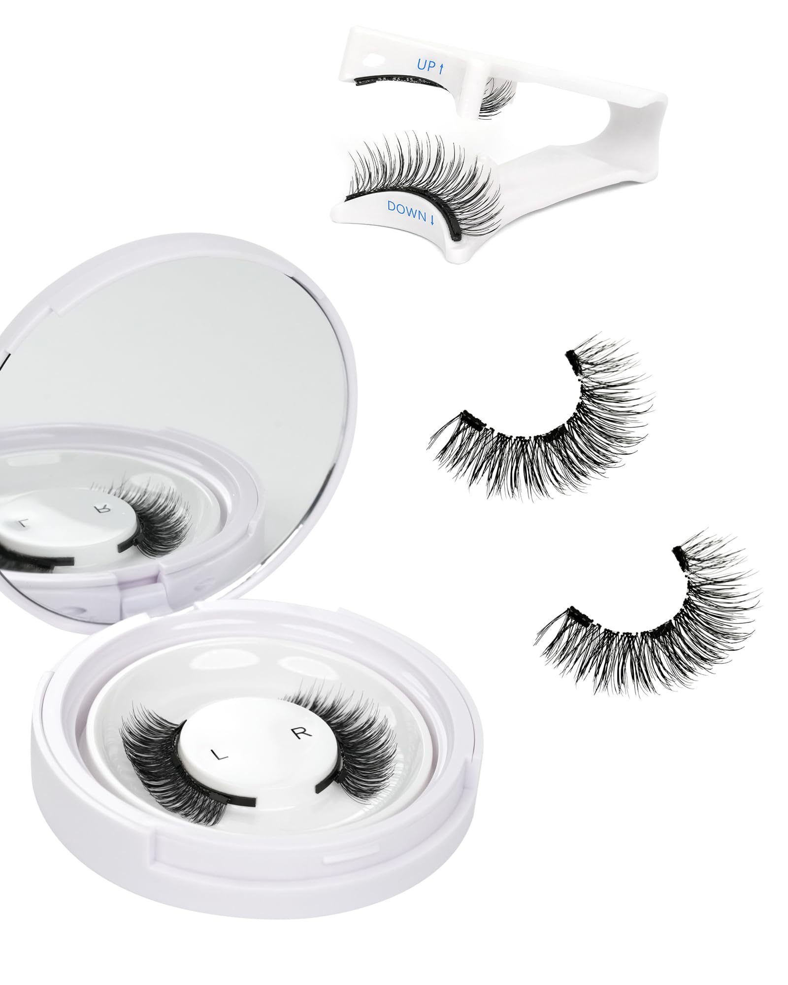 Obeyalash Wispy Ciglia Finte Magnetiche Naturali Magnetiche Riutilizzabile Magnetic Eyelashes Facile Da Usare and Leggero No Glue Needed Easy to Wear for Beginners (24P) Magnet Lashes-24P