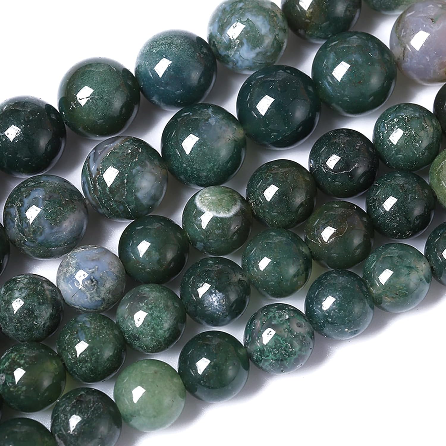 Natural Green Moss Agate Stone Beads 180pcs 4MM for Jewelry Making Round Gemstone Beads DIY Bracelet Necklace 2 Strands 32"