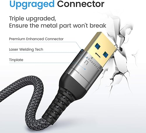 Vista 16 de AINOPE Cable de extensión USB, extensor USB, cable de extensión USB 3.0, cable macho a hembra, cable de alta transferencia de datos, compatible