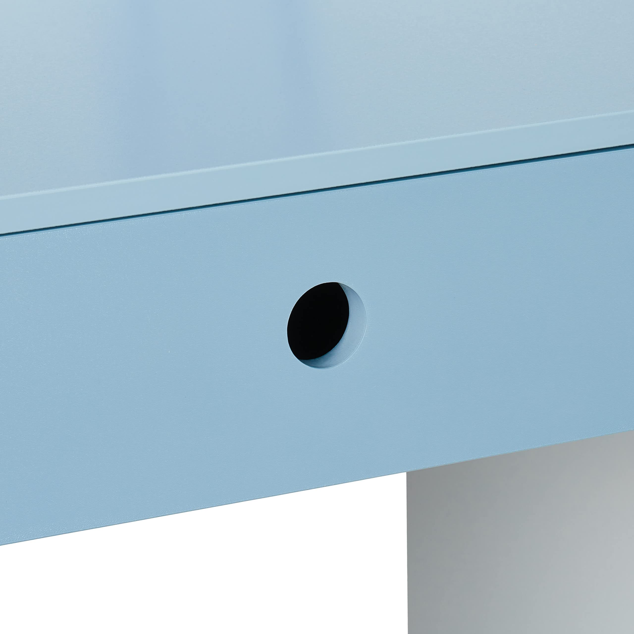 Relaxdays Scrivania e Sedia per Bambini, con Cassetto e 2 Ripiani Aperti, in MDF, Motivo Timone della Nave, Bianco Blu