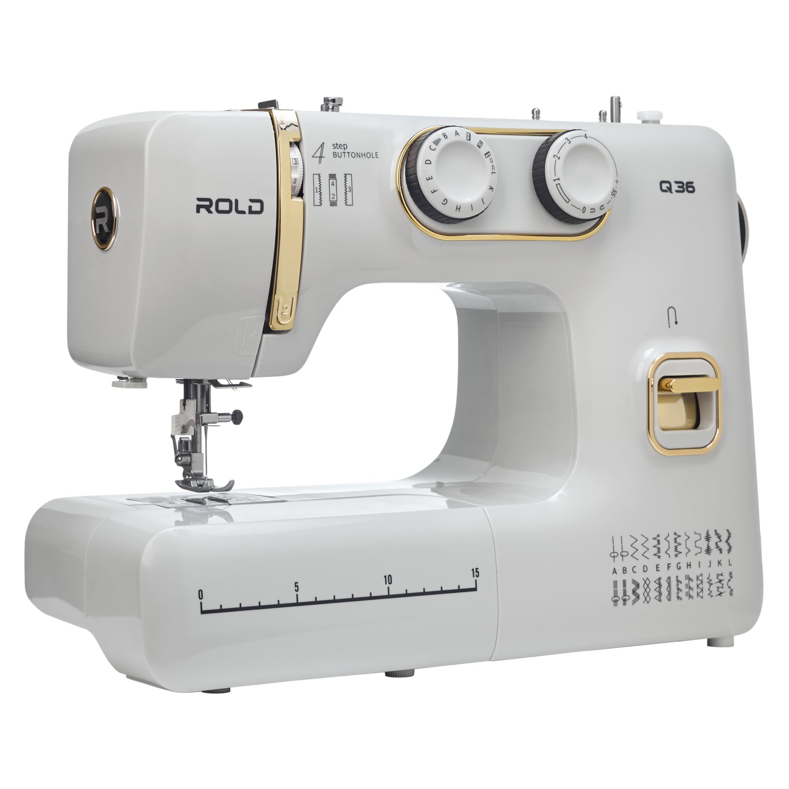 ROLD Q36 Nähmaschine mit 25 Stichen Nähen, Knopfloch, 100-Watt-Servomotor, Nadeleinfädler, Freiarm