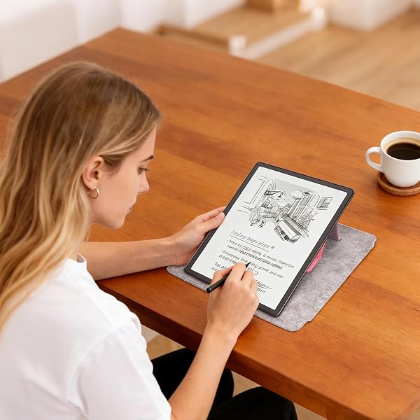 Caweet Étui de protection pour Kindle Scribe 11 pouces - Compatible avec Colorsoft 1ère génération et 3ème génération version 2025 - Cuir PU de qualité supérieure avec support pliable - Rose - 3