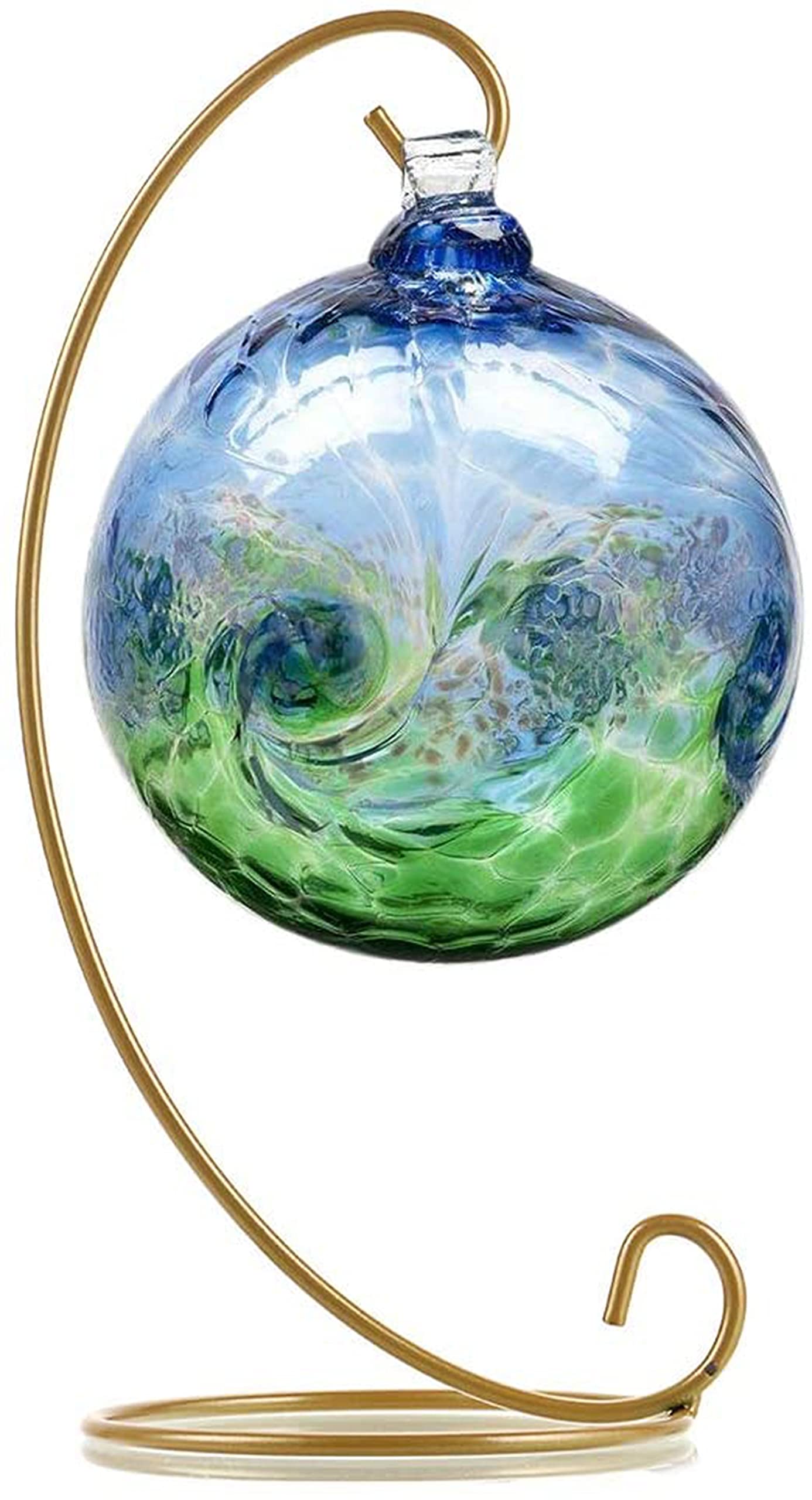 Fosinz9 Inch Ornament Display Stand, Iron Hanging Stand Rack Holder for Hanging Glass Globe Air Plant Terrarium for Christmas Wedding, Home, Office,Garden Decorations(Gold)