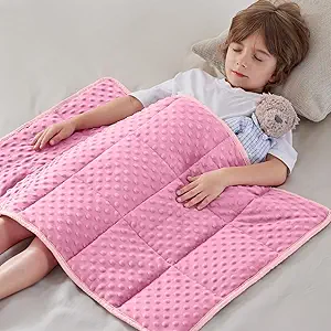 anfie Weighted Blanket Kids(20"x30" 2lbs) Weighted Blanket Cooling Blanket for Sleeping,Throw Size Breathable Blanket with Premium Glass Bead(Pink)