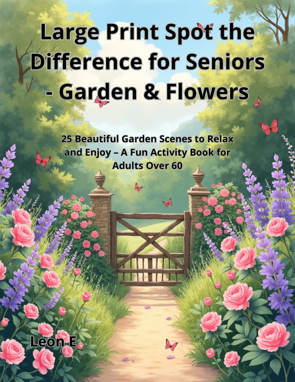 Large Print Spot the Difference for Seniors – Garden & Flowers: 25 Beautiful Garden Scenes to Relax and Enjoy – A Fun Activity Book for Adults Over 60