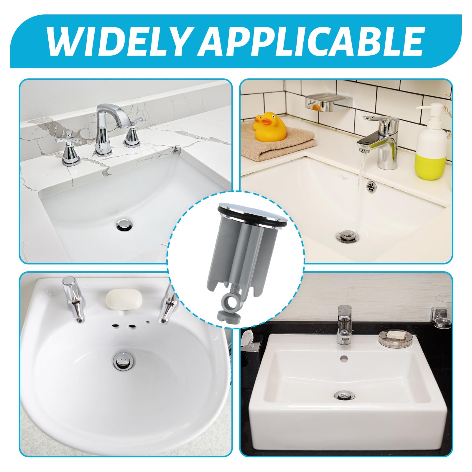 Set Di 4 Tappi Per Lavello Universali Regolabili - Acciaio Inox Per Bagno E Cucina - Foto 3