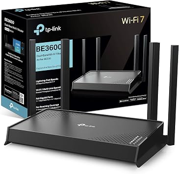 TP-Link Archer BE220 3.6 Gbps Dual Band WiFi 7 Router, 4 External Antennas