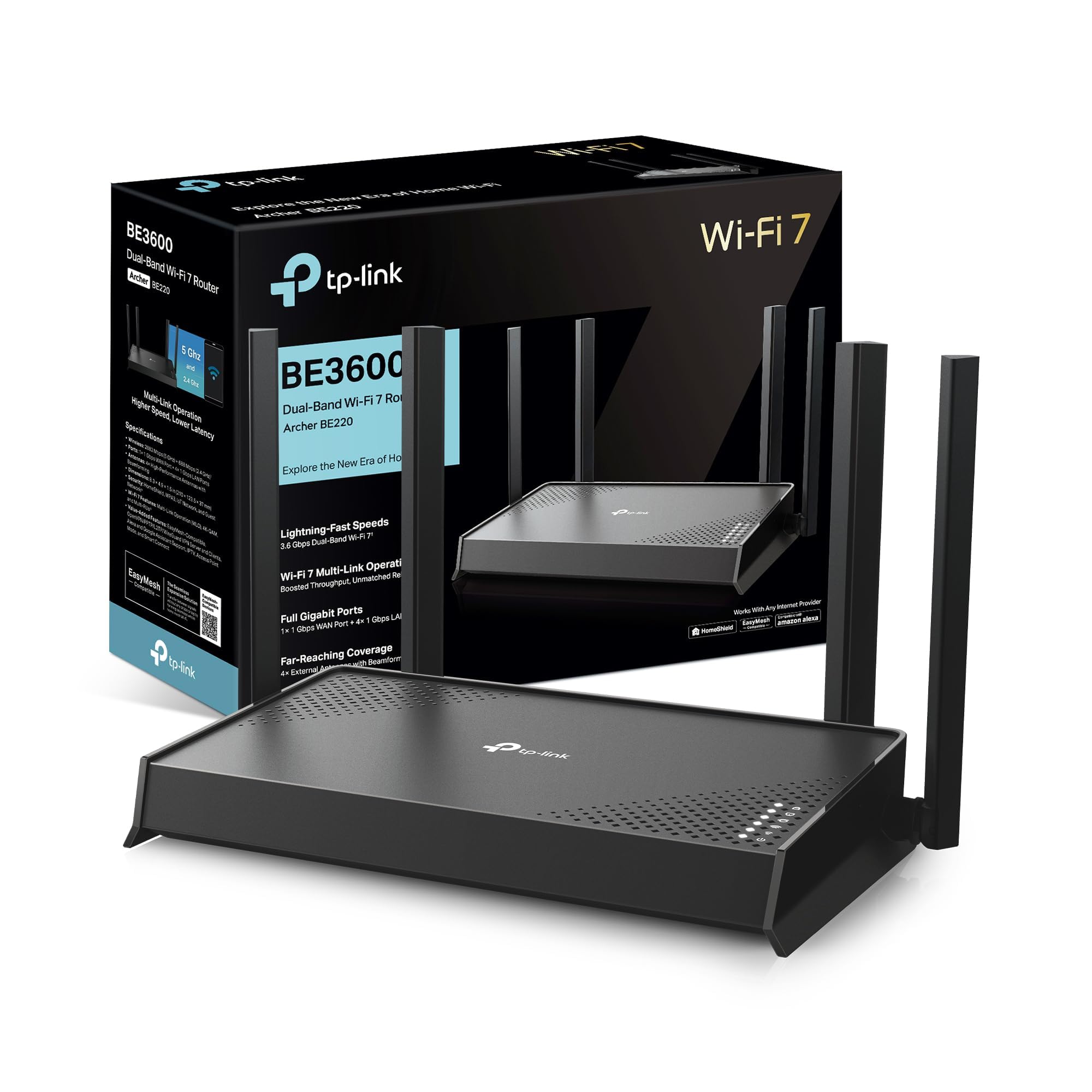 TP-Link Archer BE220 Dual-Band WiFi 7 Router,BE3600 EasyMesh WiFi
