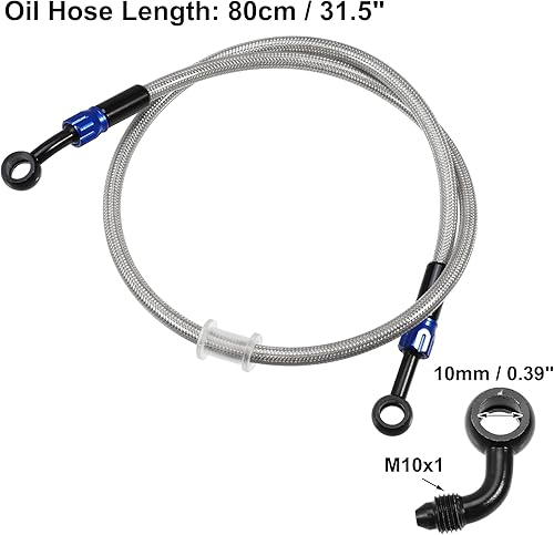 Miniatura 5 de X AUTOHAUX Manguera de freno AN3 28 90 grados M10 motocicleta hidráulica línea de aceite manguera de aceite para ATV motocicleta Motocross Racing