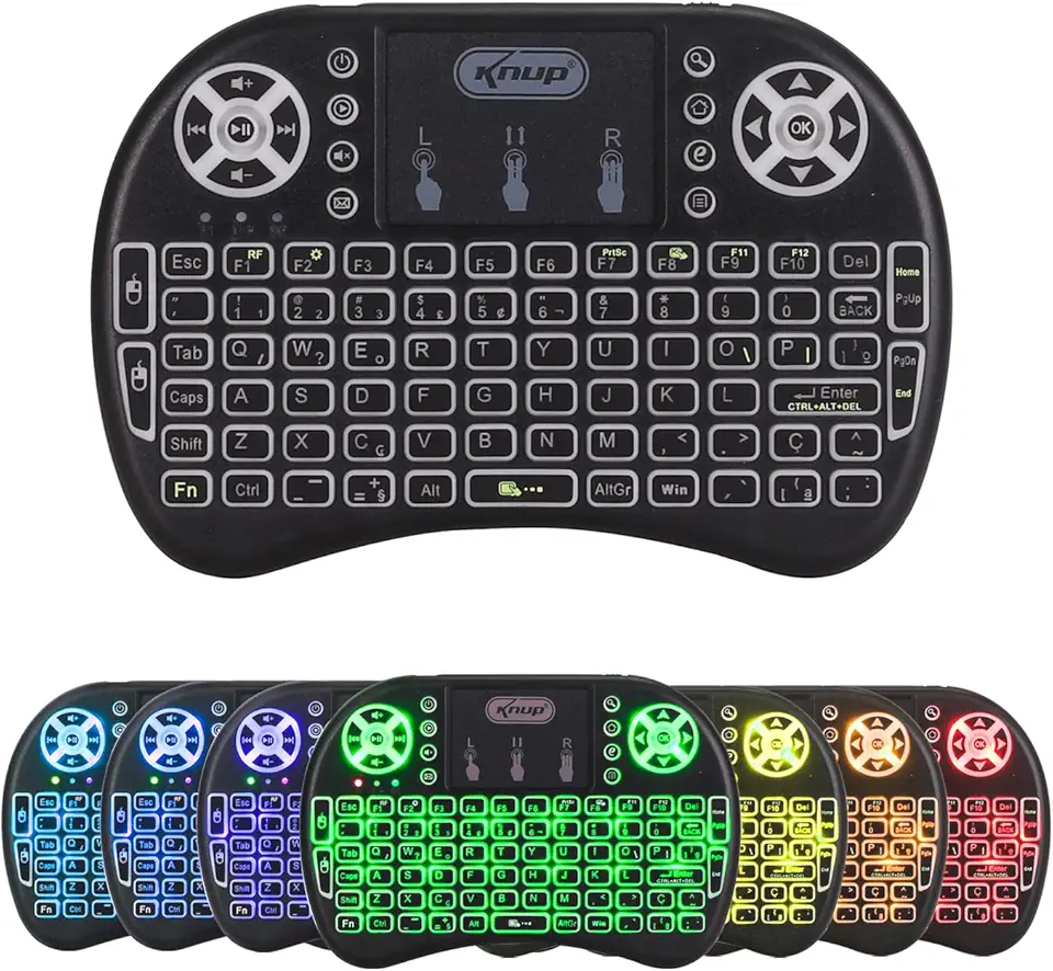 Mini Teclado Bluetooth Sem Fio Wireless Touch Pad Led Iluminado Rgb Pc Notebook Celular Smart TV Xbox Series X S PS3 PS4 PS5 (Preto)