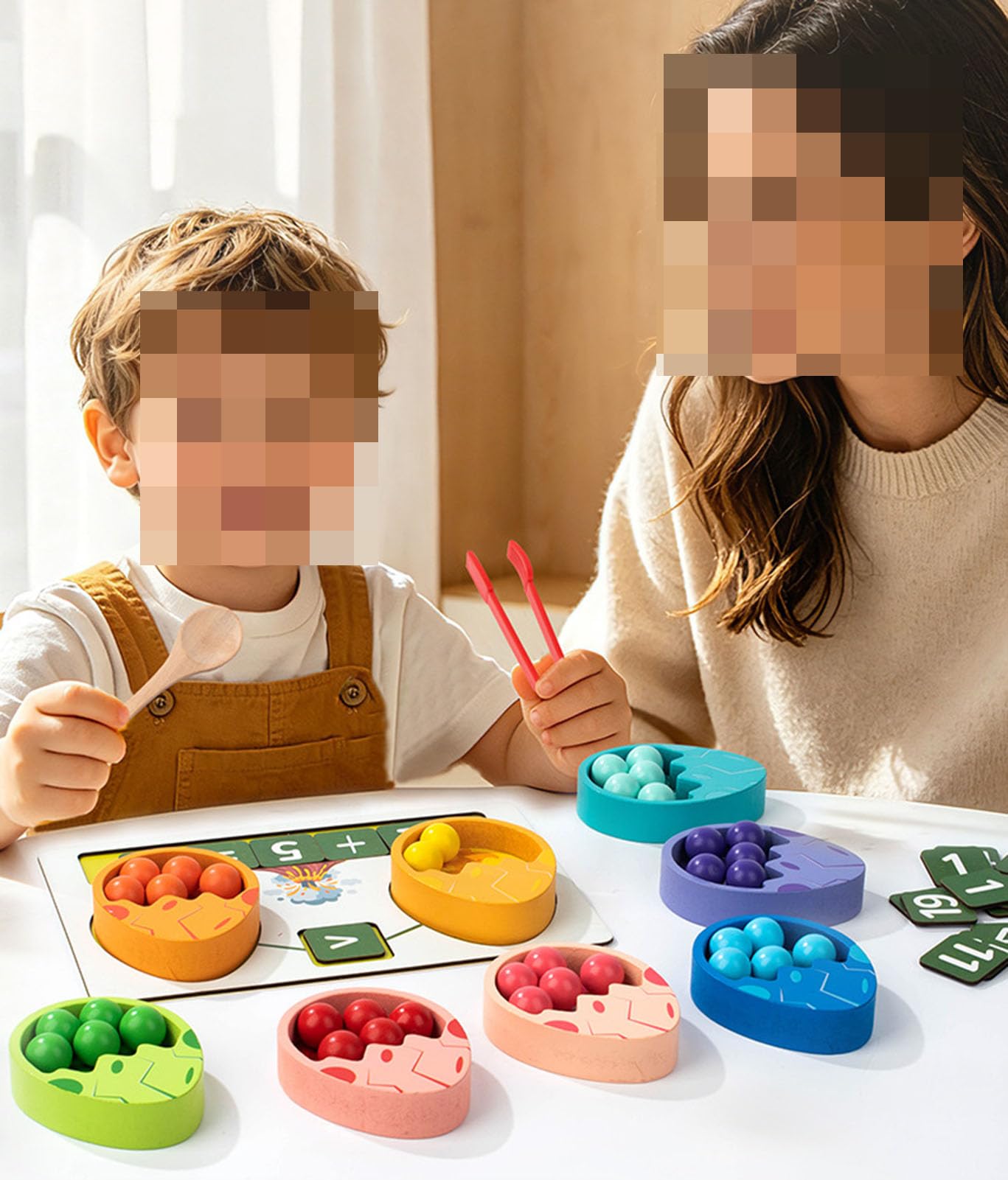 Tabellone Matematico con Perline a Clip a Forma di Uovo di Dinosauro, Giocattolo Educativo di Matematica