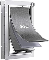 ExploreNow Large Dog Door for Exterior Doors - Aluminum Frame, 3 Flaps, Metal Closing Panel & Lock for Dogs Up to 100lbs