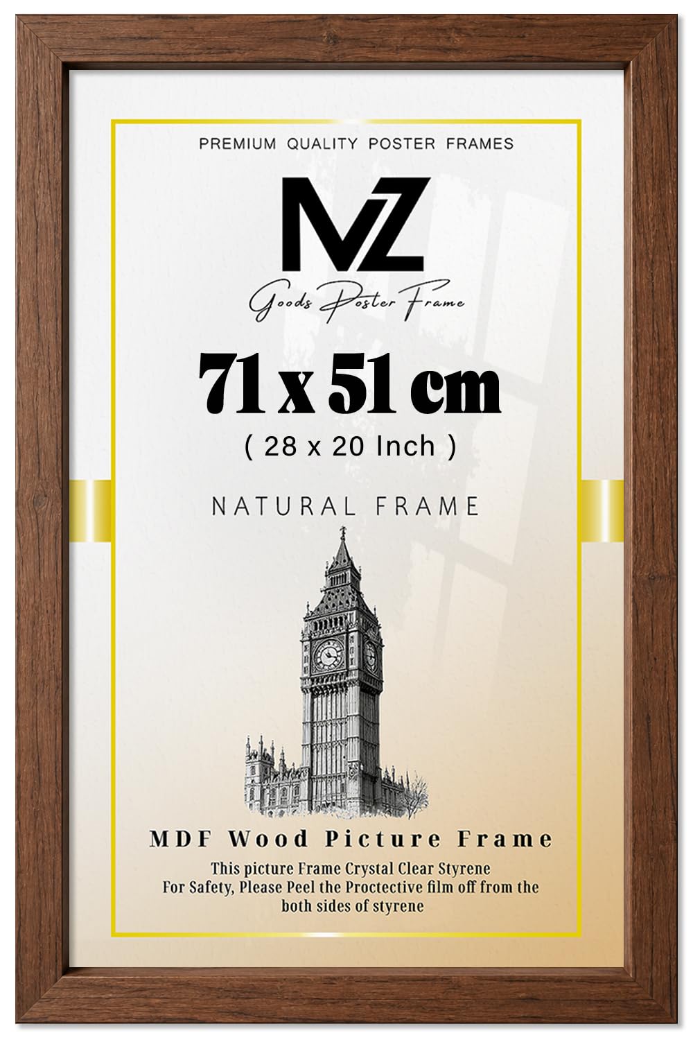 MZ GOODS | MDF Poster Frame (71 x 51 CM) 20 x 28 for Botanical Prints, Office Certificates & Art, Stylish MDF Finish, Easy Wall Mounting [ Dark Oak ]