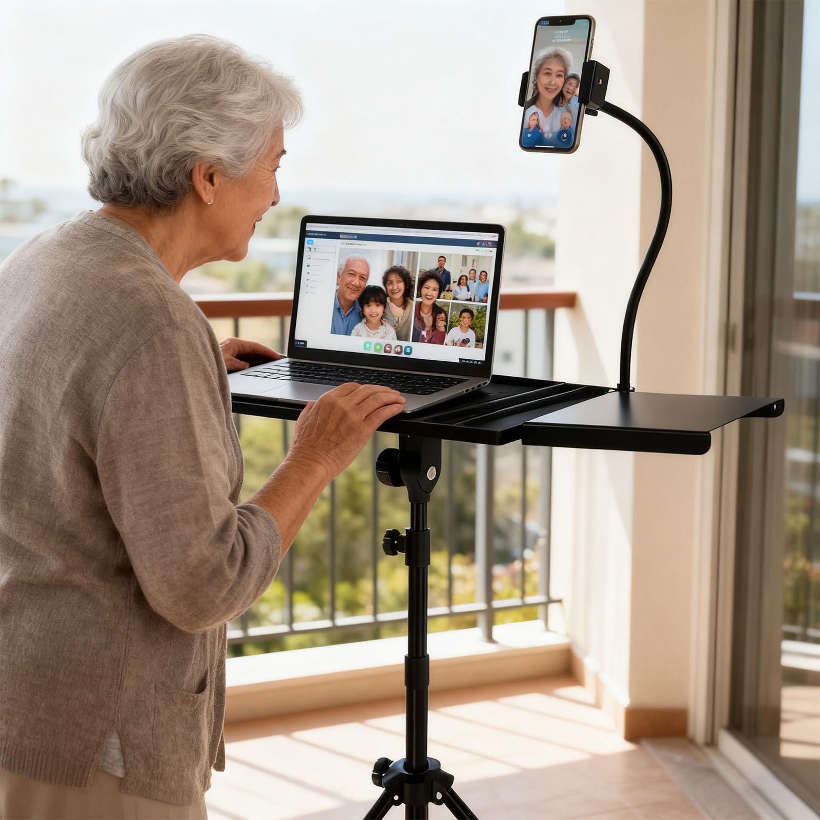 Soporte plegable portátil para proyectores con base antideslizante, compatibilidad universal para portátiles, equipo de altura ajustable, soporte portátil con bandeja