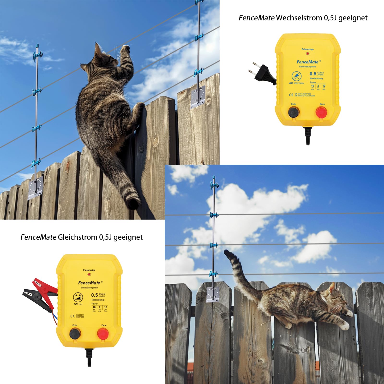 FenceMate 230V Weidezaungerät 0,5J Output für 2 bis 10 km, niedrige Impedanz Spitzenspannung 10kV für Geflügel, Vieh, Hobbytiere, Haustiere, Steuergerät zum Schutz von Gärten und Grundstücken