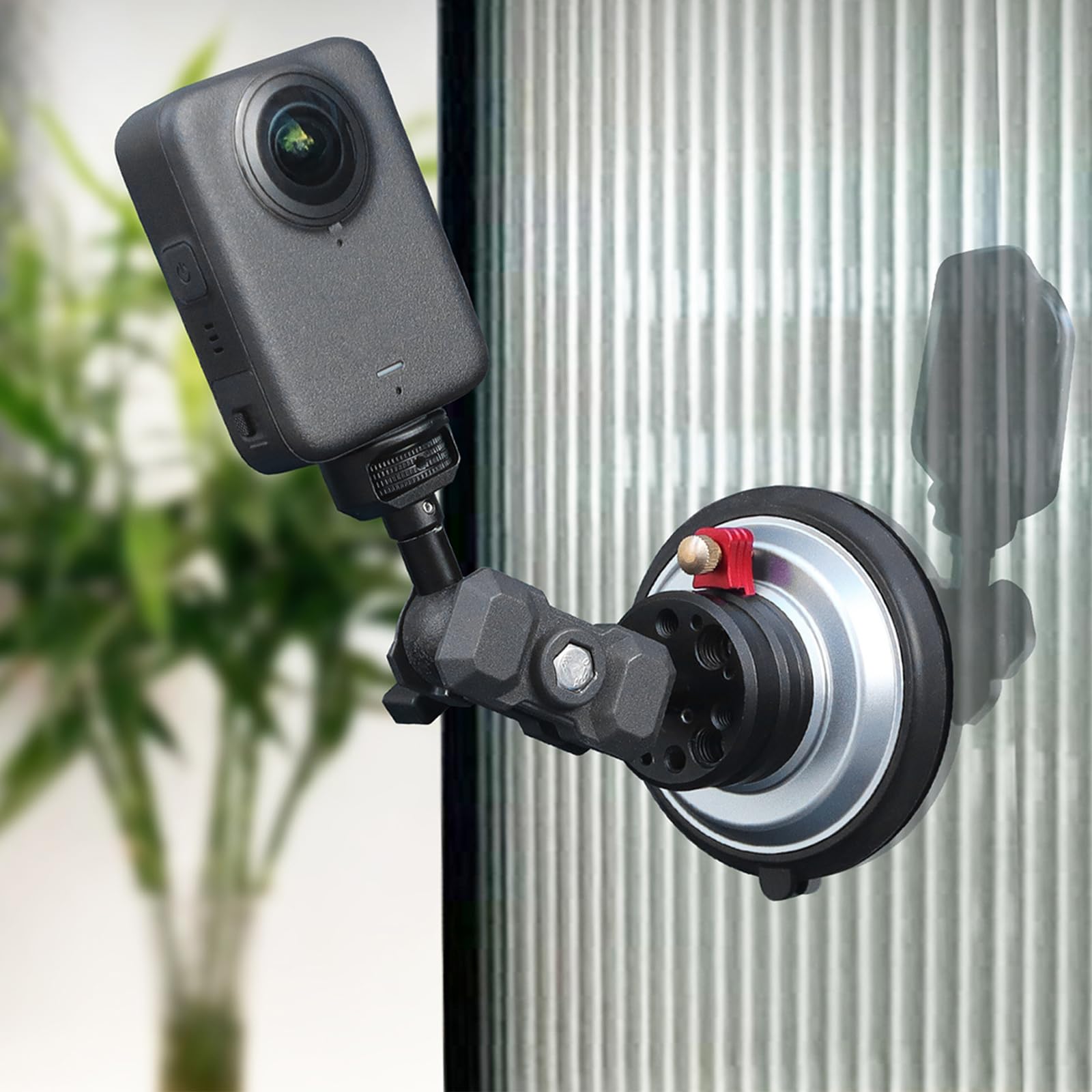 Soporte de cámara de coche ajustable de 360 grados con base de aleación y succión de vacío para soporte estable de video para cámaras de acción