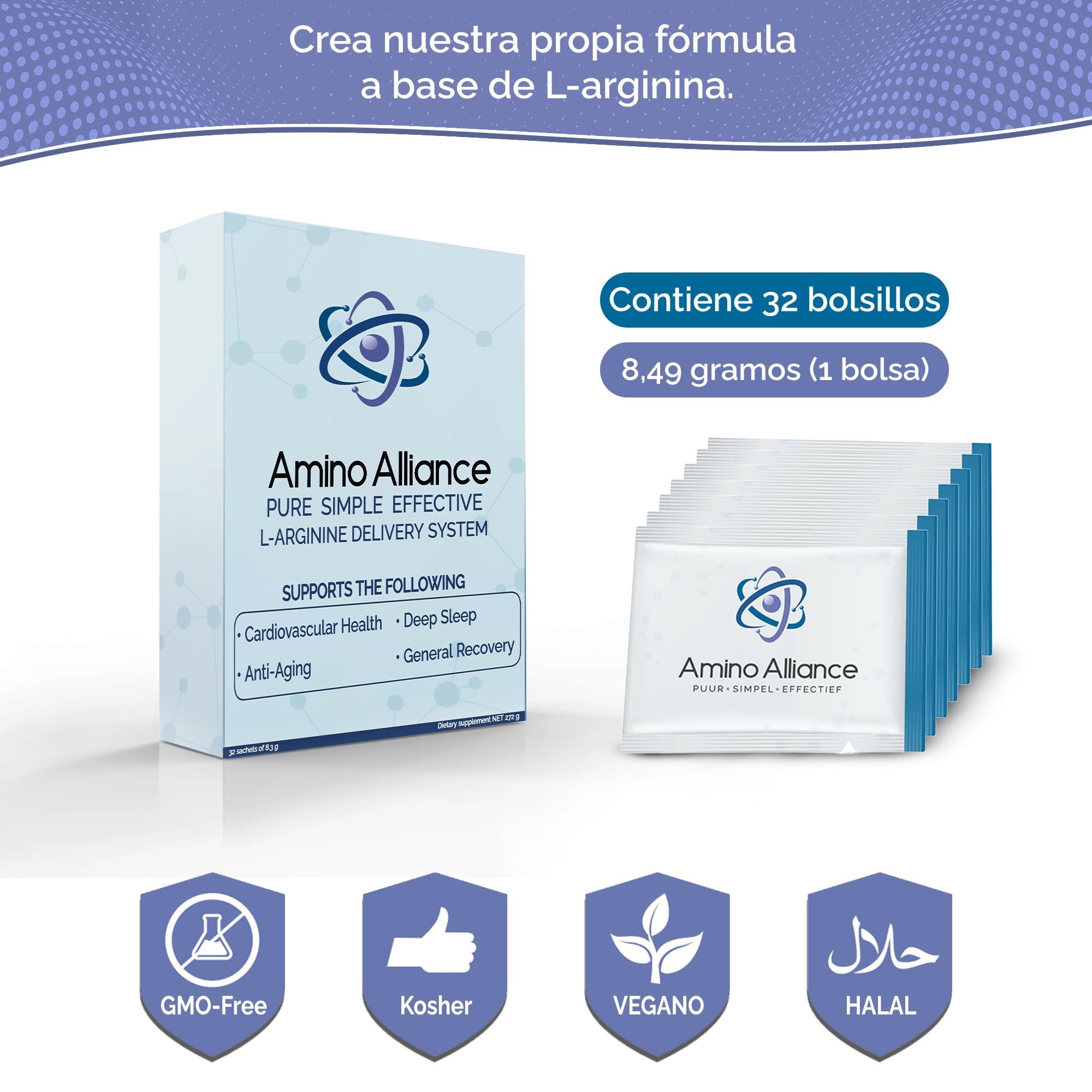 Aminoácidos con vitamina C en polvo | Polvo de EAA vegano sin azúcar | Multi EAA | L-Arginina | Lisina | Glutamina | Isomaltulosa | Ascorbato de calcio (Vit-C) | para un 1 mes