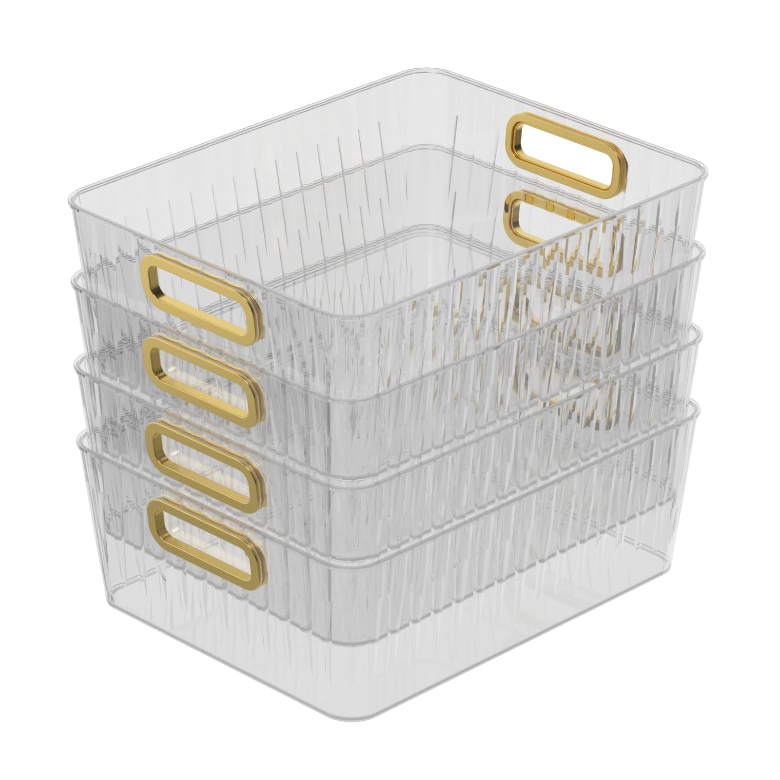 Vababa Paquete de 4 contenedores organizadores de despensa de plástico transparente, contenedores de almacenamiento transparentes para organización de refrigerador de cocina