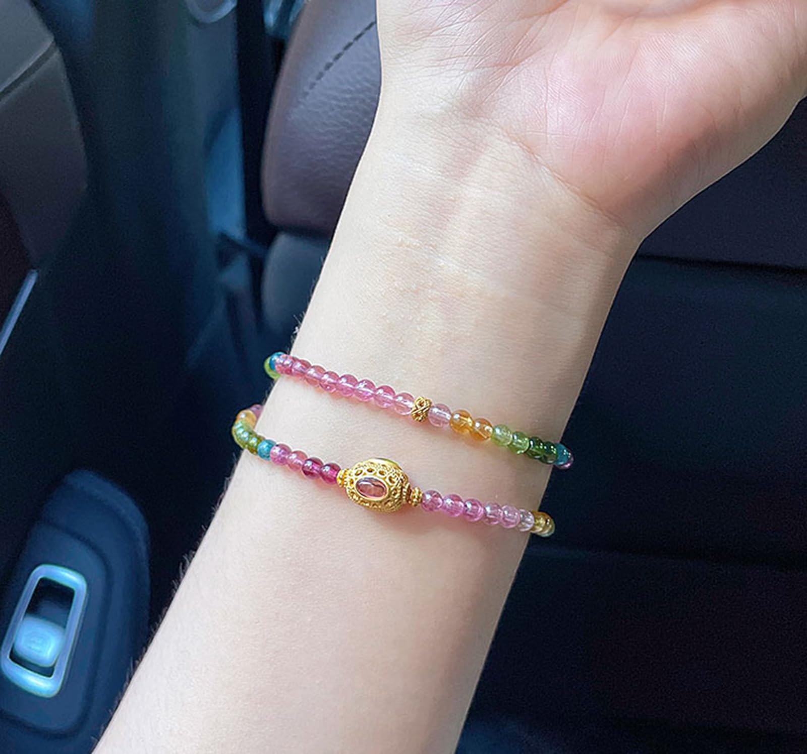 Semplici Braccialetti con Perline di Cristalli Colorati per Donna, Bracciale con Pietre preziose Naturali a Doppio Strato, Gioielli alla Moda Fatti a Mano per Regali di Compleanno