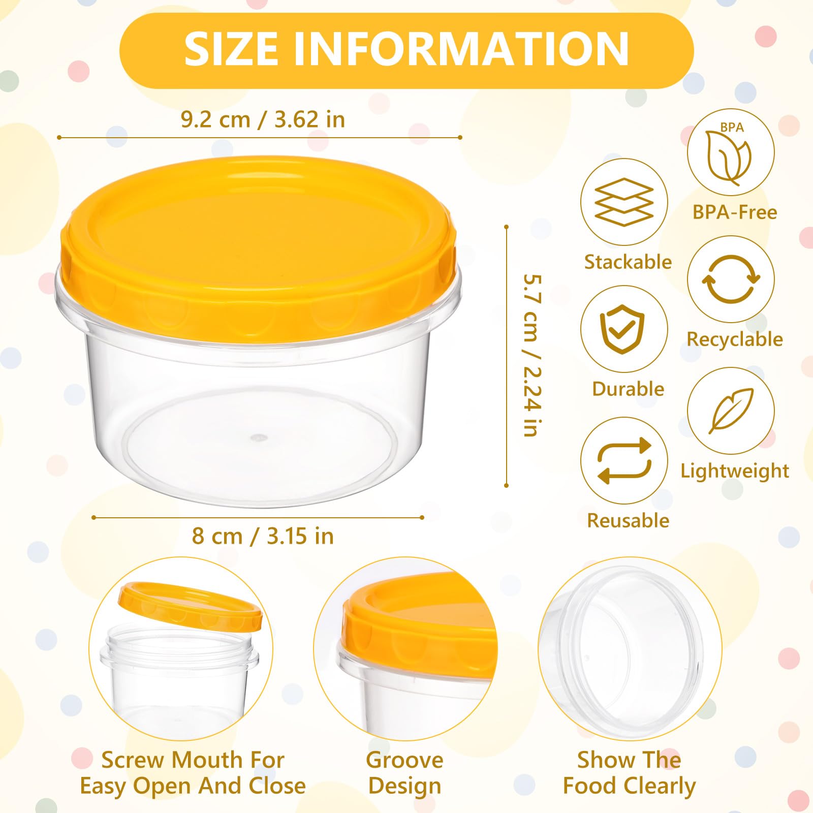 Sieral 36 Pack 8 oz/ 250 ml Reusable Small Plastic Freezer Storage ...