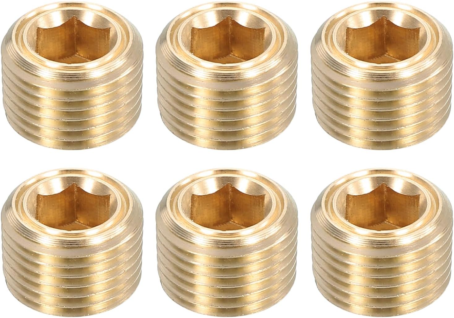 Uxcell 12Pcs Brass Pipe Plug Fitting, 1/16" NPT Male Hex Counter Sunk Plug, 6.7mm Suitable Pipe Diameter, Air Tanks