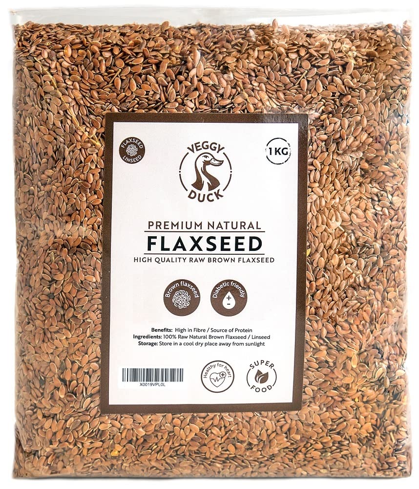 Veggy Duck - Natural Raw Brown Flaxseed (1Kg) - Premium Quality Linseed | GMO Free