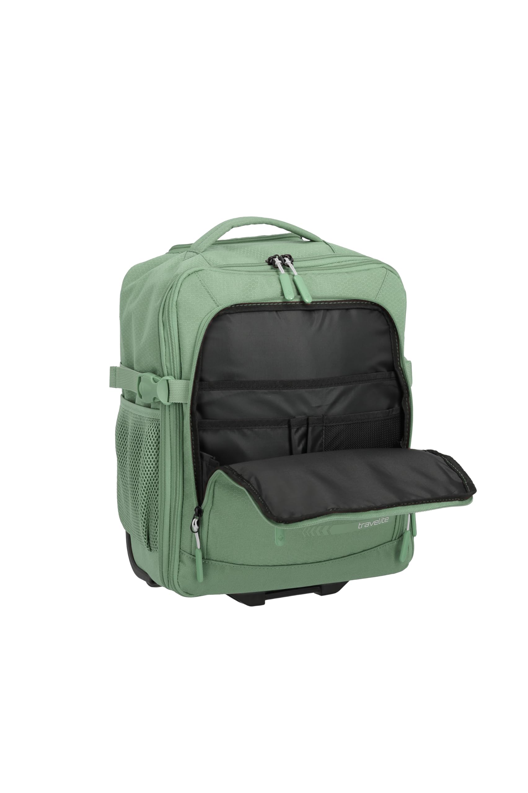 Travelite Rucksack KICK OFF, Laptopfach 15,6 Zoll, Handgepäck Rucksack mit Rollen und Teleskopgestänge, vielseitiger Reiserucksack, 30 x 40 x 20/23 cm, 24/28 L
