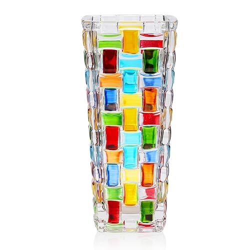 VanEnjoy 7.7 inch Colored Glass Vase Hand Blown Glass Vase