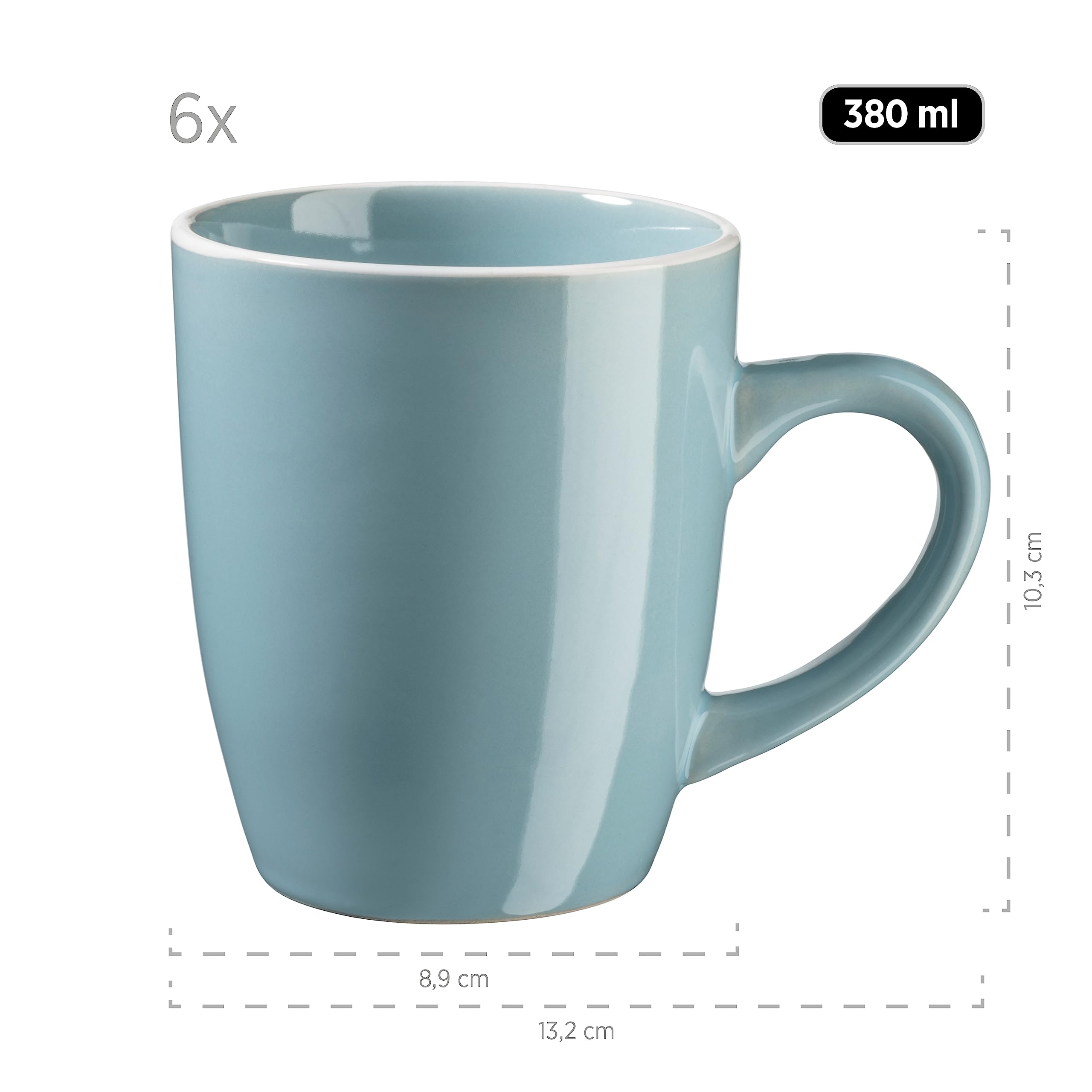 MÄSER 931770 Serie Elissa Modernes Geschirr Set für 6 Personen in Türkis mit weißem Rand, 24-teiliges Kombiservice, Steinzeug