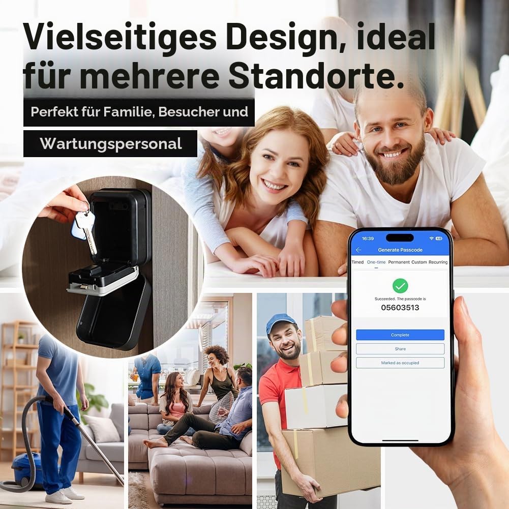 Smart Connected Schlüsseltresor, Bluetooth Lock Box unterstützt TTLock APP und PIN-Code Schlüsseltresor, Digitaler Schlüsseltresor, Schlüsselsafe, Smart Schlüsselbox, für Zuhause, Büro, Haus Garage