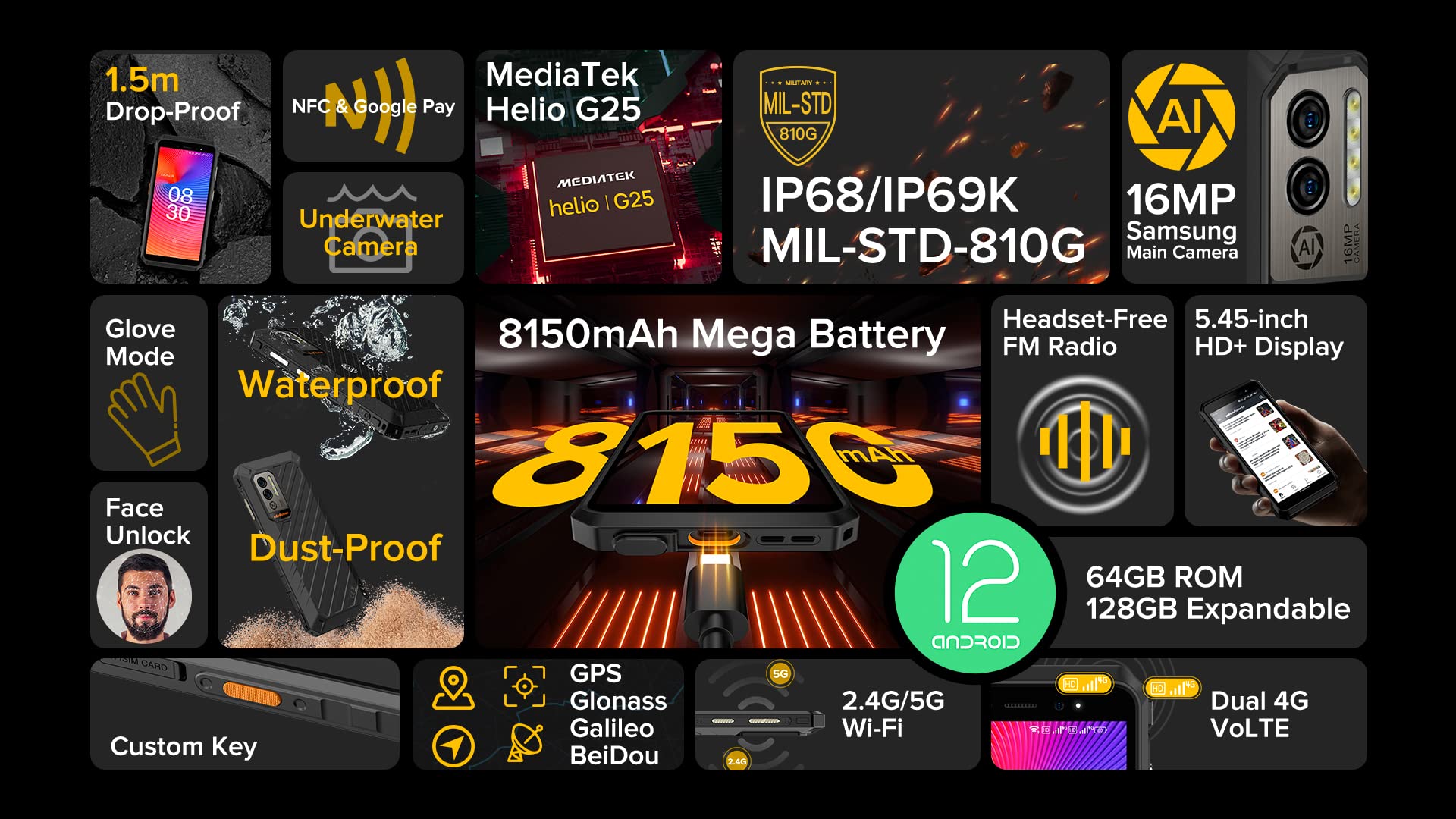 Ulefone Rugged X11 PRO Smartphone ARMOR 16MP - Dettaglio