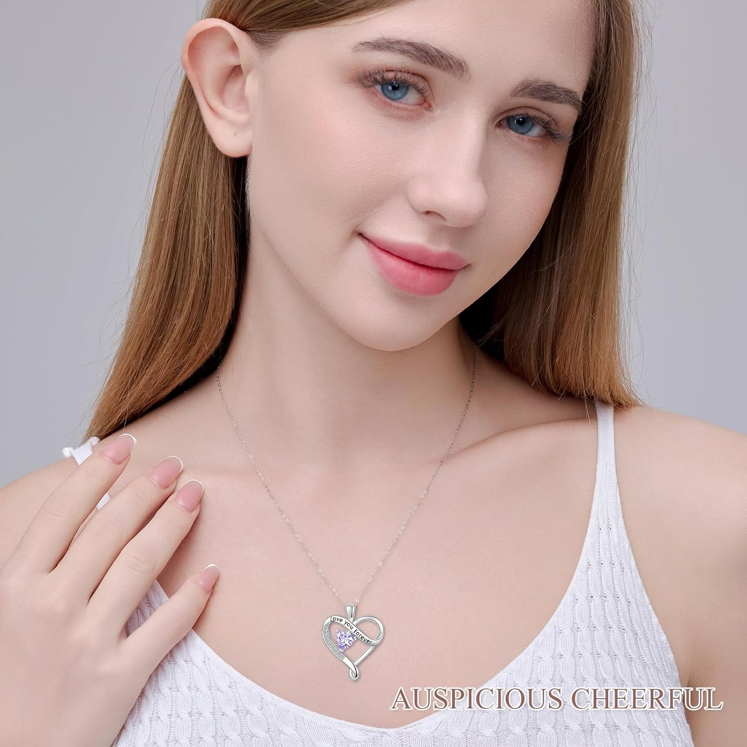 Infinity Heart Necklaces for Women - S925 Sterling Silver Love Heart Birthstone Pendant Necklace, Wedding Anniversary, Birthday, Mothers Day Gifts for Mom, Mother, Wife, Girlfriend - Image 2