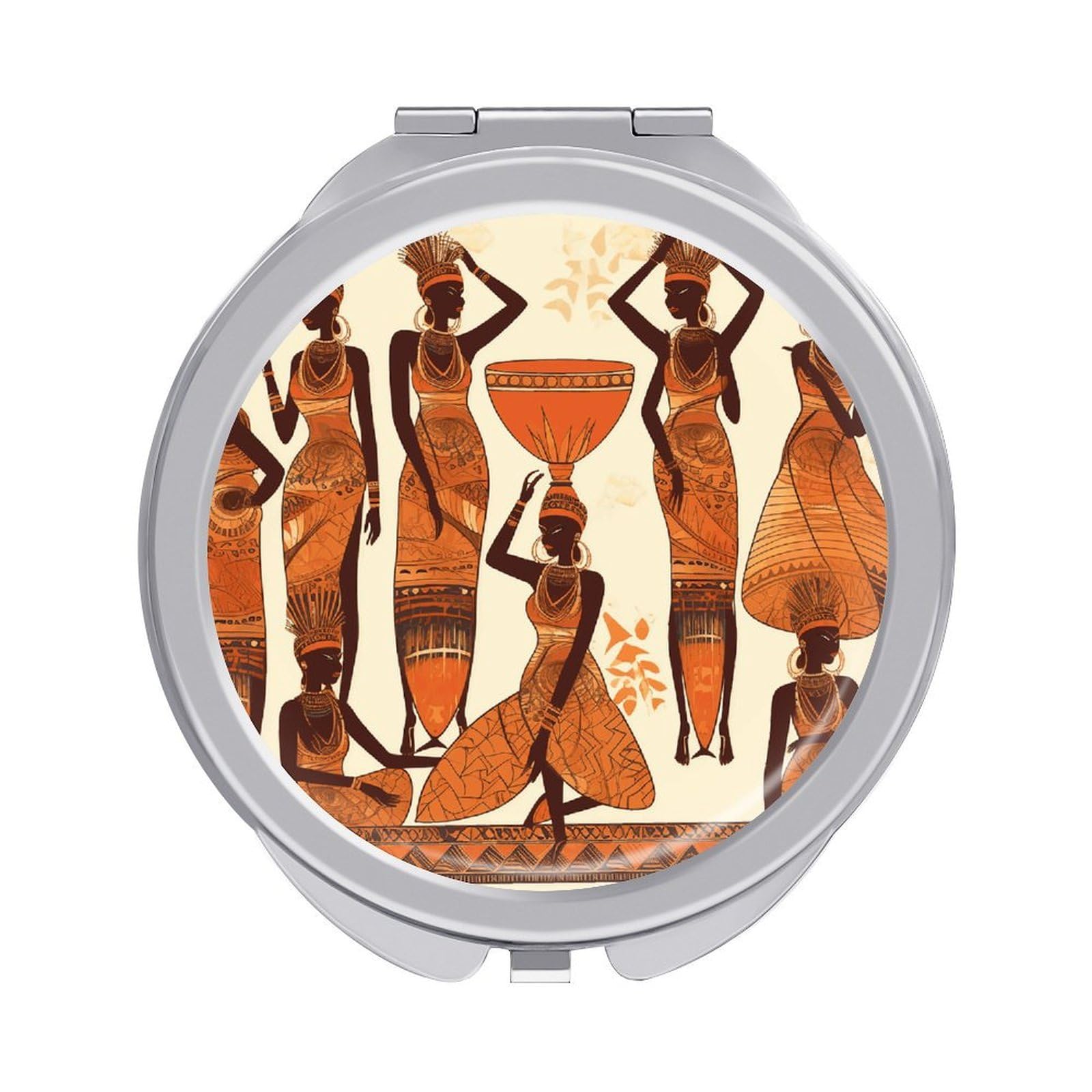 VstaDank African Tribal Woman Compact Mirror for Purses Round Fashion Travel Makeup Mirror 2X /1x Magnifying Double Sides Mini Mirrors Portable Pocket Mirrors for Handbag Purse Women Gift