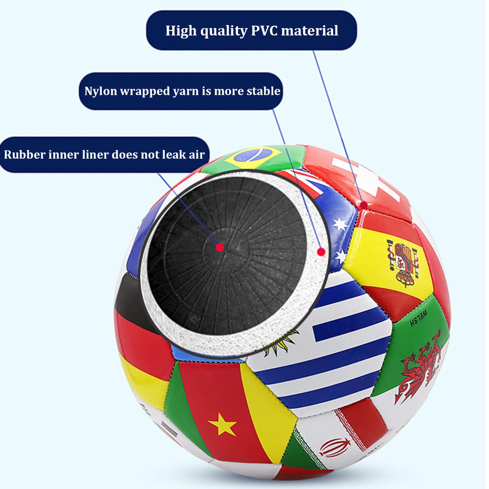 Taille 5 Bol de Football, Ballon de Football National de 8,5 Pouces, PVC étanche PVC pour Adultes Ballon de Foot