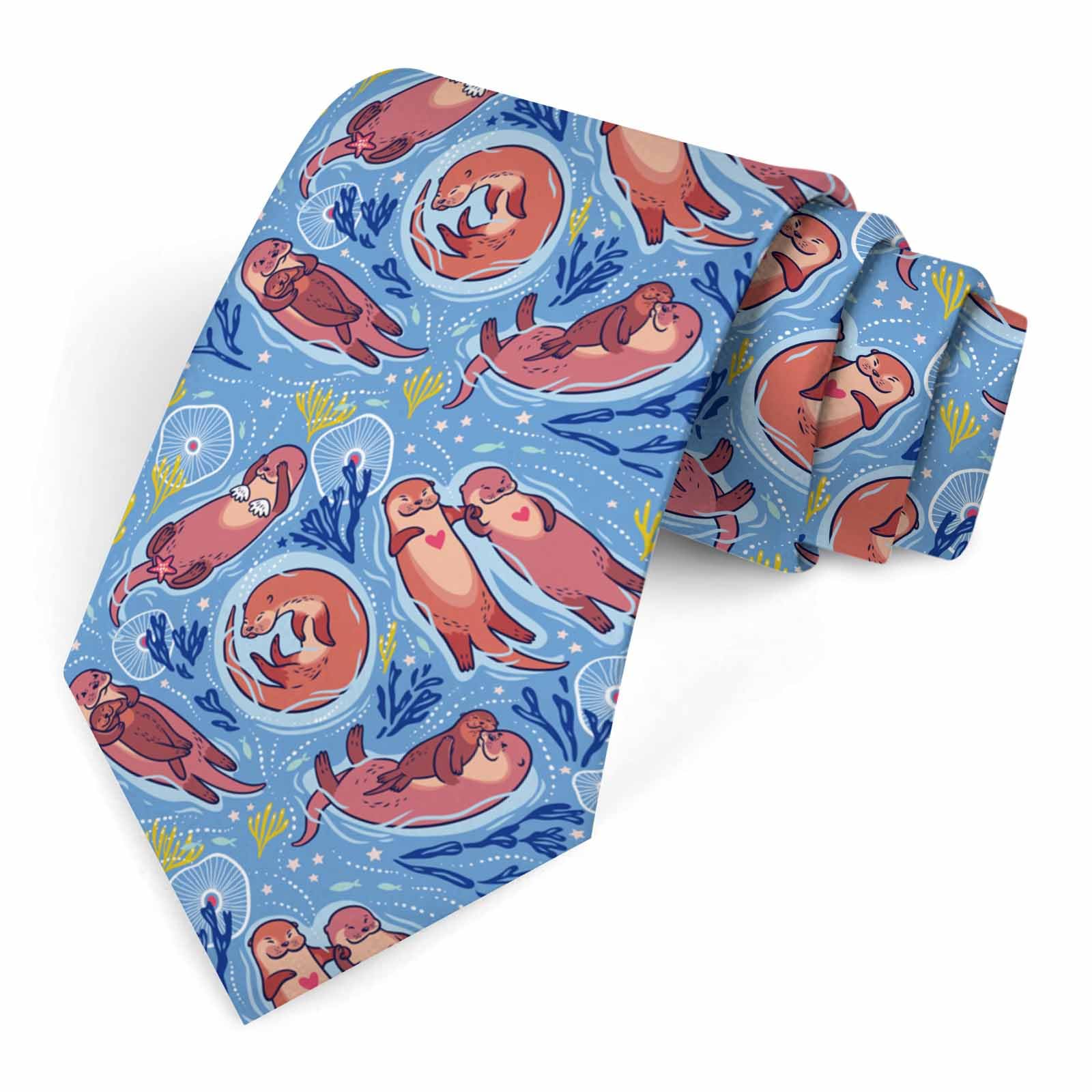 Muntayson Unisex Otters Men's Ties Men Novelty Neckties Fashion Neck Tie For Women