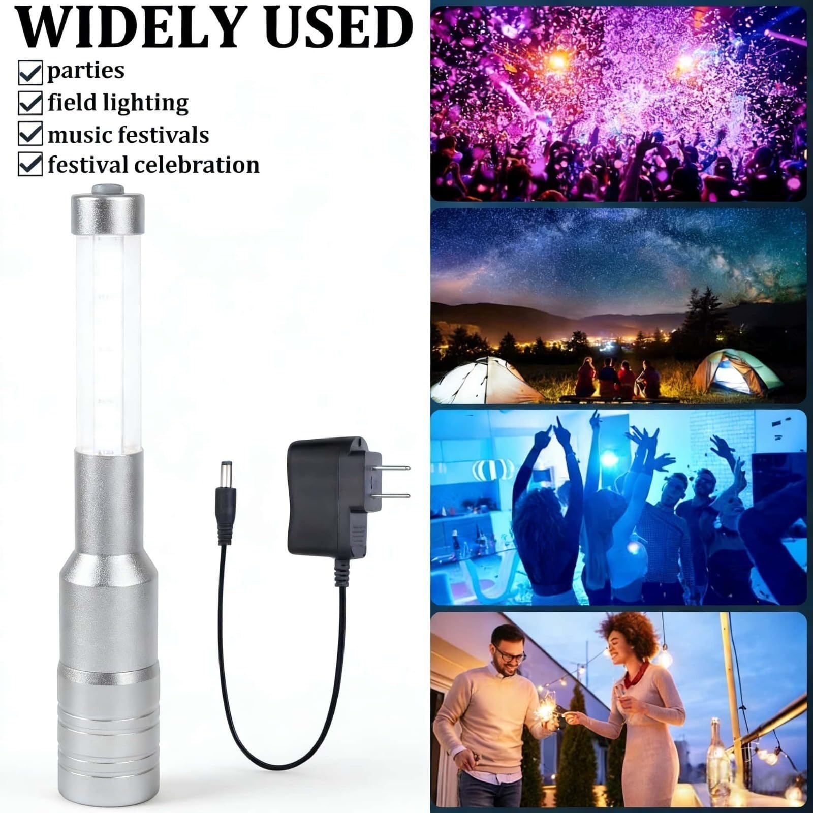 Lote de 2 lámparas LED para botella, varillas estroboscópicas y luminosas recargables para botellas de champán, bar, club, fiesta, cumpleaños, boda, eventos