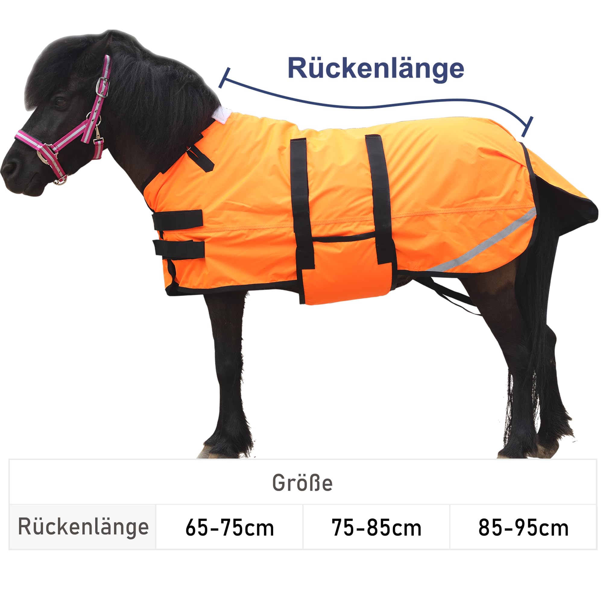 Coperta 300D Pony/Shetty per cavalli, 150 g/m², per pony, leggera, calda, impermeabile, traspirante e antistrappo, per pony puledri, mini cavalli nani