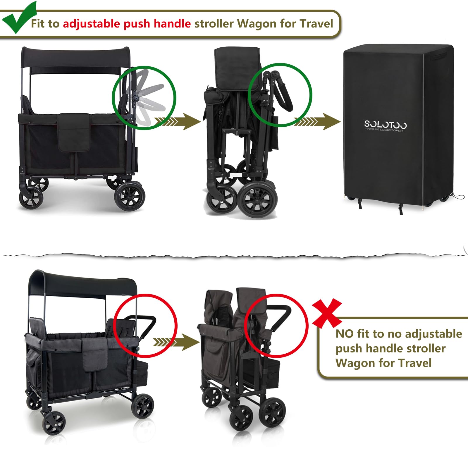 Copertura per passeggino Wagon da viaggio, impermeabile, pieghevole, per passeggino W4 Elite e passeggino W4 Luxe (solo copertura)