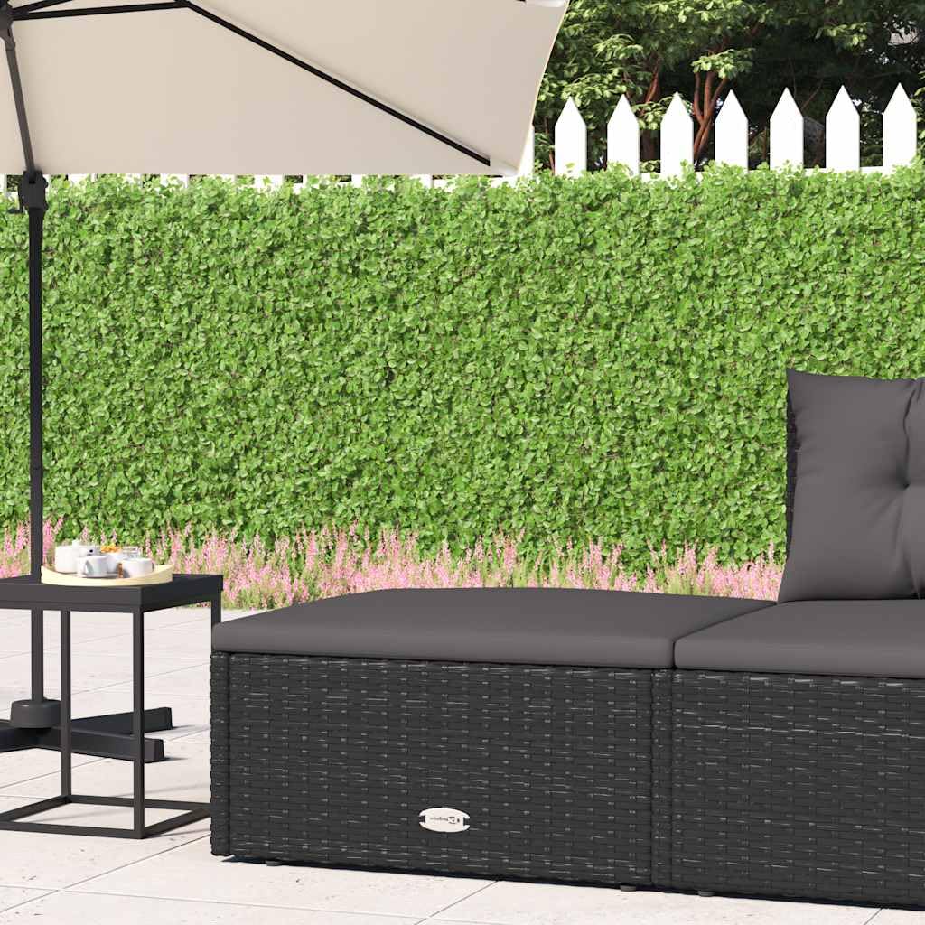 vidaXL Tabouret de Jardin avec Coussin, Repose-Pied de Terrasse, Pouf de Patio, Meuble d'Extérieur Arrière-Cour, Noir Résine Tressée
