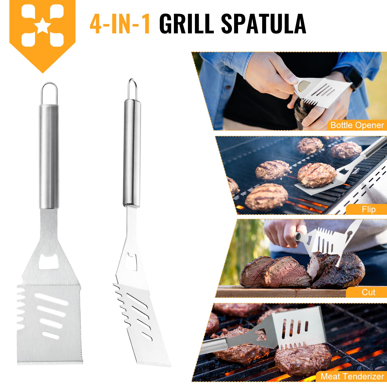 Terlulu 22 accessori per barbecue, accessori per barbecue con custodia in alluminio, set di strumenti per barbecue e campeggio all'aperto, regali per uomini, papà, festa del papà